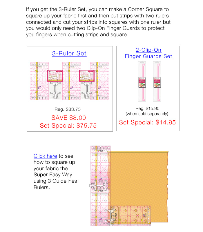 3-Guidelines Ruler set by Guidelines4Quilting