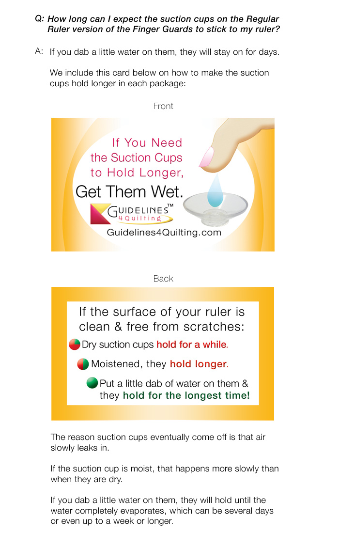 Suction cups on Finger Guards
