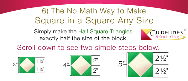 How to make perfect square in a square blocks by Guidelines4Quilting