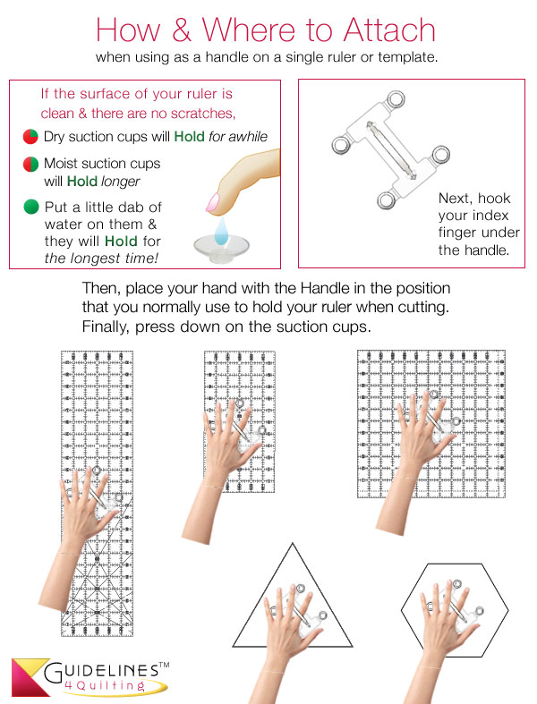 How & Where to attach the Handle / Multi-Width Ruler Connecgtor by Guidelines4Quilting